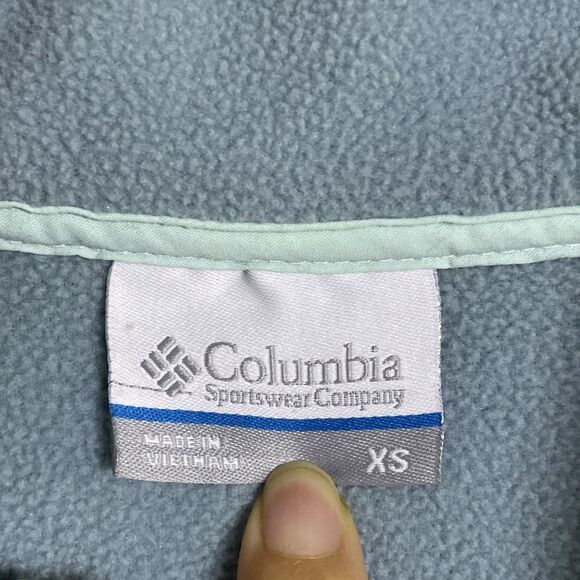 Columbia Mountain Side Pullover Fleece Women's Size XS Snap Blue & Green - Picture 5 of 9
